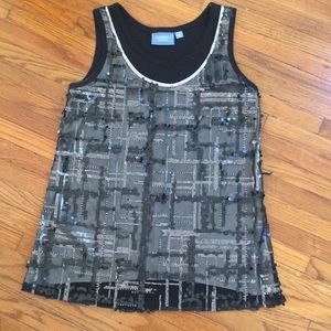 Formal black and champagne sequin tank